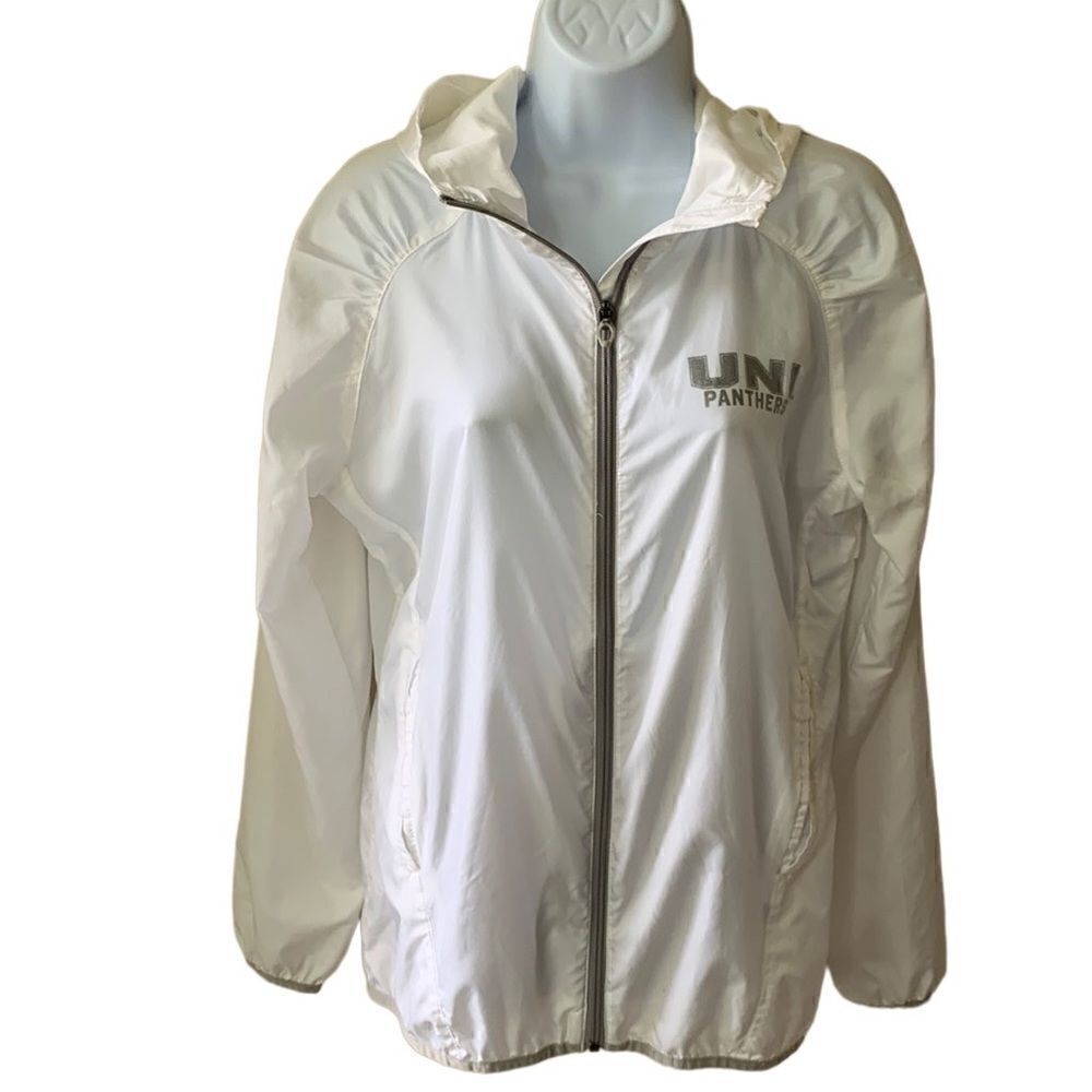 Iowa windbreaker‎ coat northern UNI white jacket womens Medium tailgate running